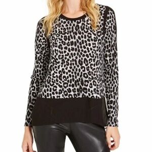 Michael Kors Chiffon hem Black and Gray Cheetah Top Medium
